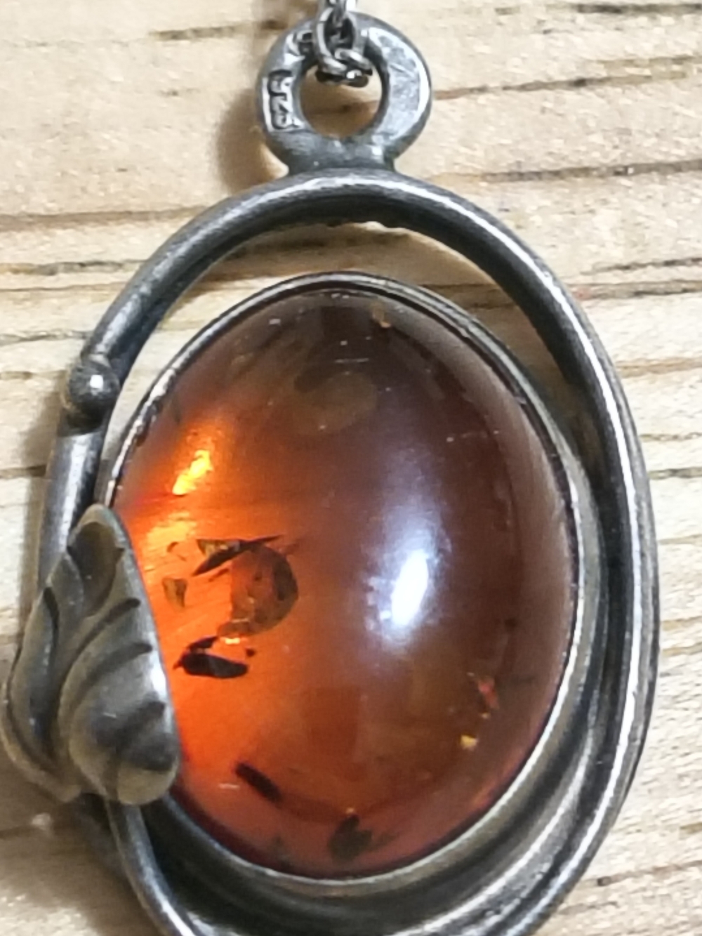 Vintage Sterling Silver Navajo Native American Baltic Amber Necklace 18" Inch